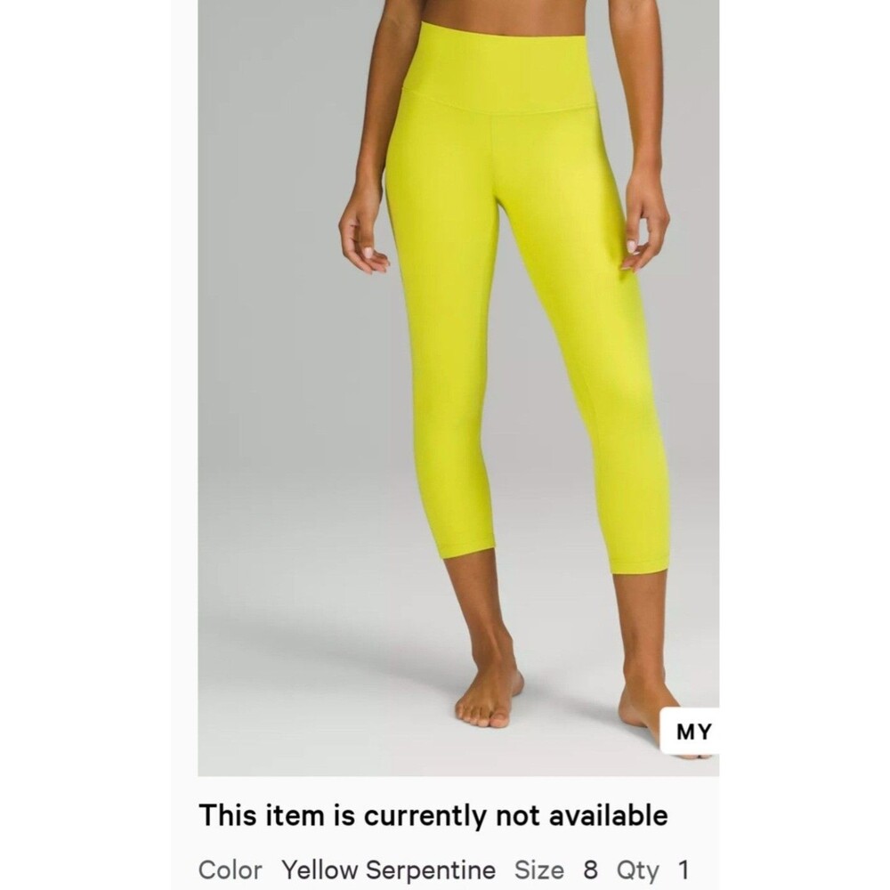 Lululemon Align Leggings 23" size 8 yellow serpentine single layer, altered